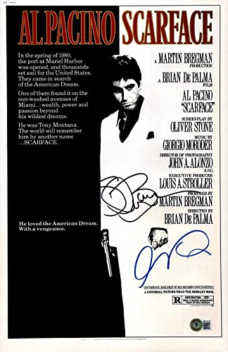 Al Pacino & Steven Bauer Signed Scarface 11x17 Movie Poster Photo Beckett COA