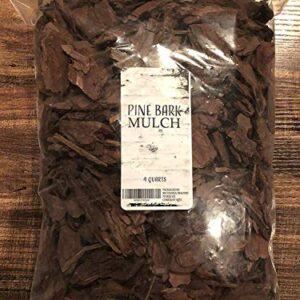Pine Bark Mulch, 100% Natural Pine Bark Mulch, House Plant Cover Mulch, Potting Media, and More (4qt)