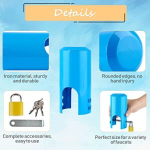 Ibnotuiy Water Faucet Lock Outdoor/Garden/Kitchen Hose Tap Faucet Lock Anti-Theft Child-Proof Metal Faucet Protection Cover Style A (Blue)