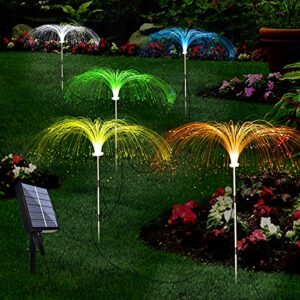 upgraded solar garden lights outdoor 5 pack, 7 color changing solar flowers garden lights, christmas waterproof outdoor decorative solar jellyfish light for yard patio garden pathway holiday