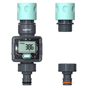 rainpoint water meter, water flow meter for garden rv hose, measure gallon or liter water consumption, fits 3/4-inch outdoor hoses and faucets