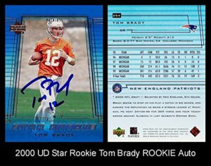 2000 ud star rookie tom brady rookie rc facsimile auto reprint – football card