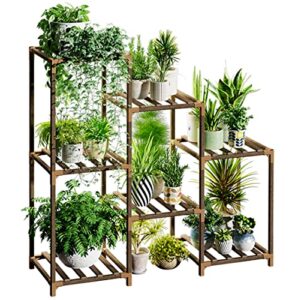 bamworld plant stand indoor plant stands wood outdoor tiered plant shelf for multiple plants 3 tiers 7 potted ladder plant holder table plant pot stand boho deco for window balcony living room gardening gifts for mom
