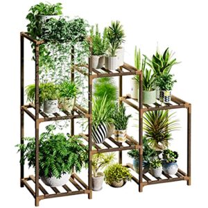 Bamworld Plant Stand Indoor Plant Stands Wood Outdoor Tiered Plant Shelf for Multiple Plants 3 Tiers 7 Potted Ladder Plant Holder Table Plant Pot Stand Boho Deco for Window Balcony Living Room Gardening Gifts for Mom