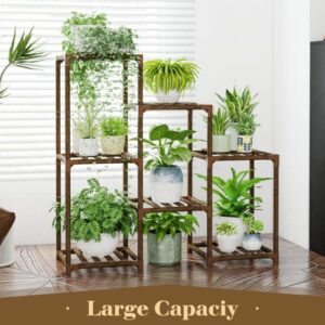 Bamworld Plant Stand Indoor Plant Stands Wood Outdoor Tiered Plant Shelf for Multiple Plants 3 Tiers 7 Potted Ladder Plant Holder Table Plant Pot Stand Boho Deco for Window Balcony Living Room Gardening Gifts for Mom