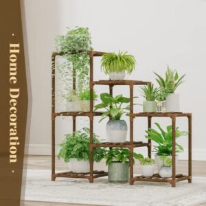 Bamworld Plant Stand Indoor Plant Stands Wood Outdoor Tiered Plant Shelf for Multiple Plants 3 Tiers 7 Potted Ladder Plant Holder Table Plant Pot Stand Boho Deco for Window Balcony Living Room Gardening Gifts for Mom