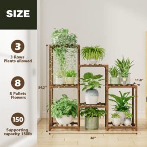 Bamworld Plant Stand Indoor Plant Stands Wood Outdoor Tiered Plant Shelf for Multiple Plants 3 Tiers 7 Potted Ladder Plant Holder Table Plant Pot Stand Boho Deco for Window Balcony Living Room Gardening Gifts for Mom