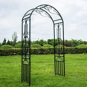 Garden Arches and Arbors Outdoor Black Metal Arbor for Climbing Plants Vines Roses Wedding Archway