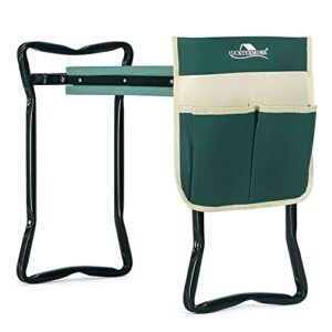 luckyermore garden kneeler and seat heavy duty gardening bench for kneeling and sitting folding garden stools with tool pouch and kneeling pad