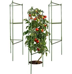 v vontox garden plant cage support tomato cage for vertical climbing plants, vegetables cages, 3 pack, include garden ties and nylon cable ties