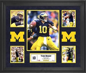 tom brady michigan wolverines framed 5-photo collage – college player plaques and collages