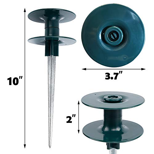 Twinkle Star 10 Inch Garden Hose Guide Spike, Rust Free Zink Sturdy Metal Stake, Heavy Duty Dark Green Spin Top, Keeps Garden Hose Out of Flower beds, for Plant Protection, 2 Pack