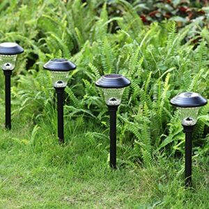 BEAU JARDIN 8 Pack Solar Pathway Lights Supper Bright UP to 12 Hrs Outdoor Garden Stake Glass Stainless Steel IP65 Waterproof Auto On/Off Powered Landscape Lighting for Yard Patio Walkway Black BG1681