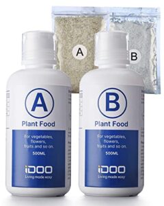 idoo plant food 70 oz (2 liter), all-purpose water soluble a & b nutrients, liquid concentrated hydro garden fertilizer for hydroponics system, indoor potted house plants, flowers, vegetable