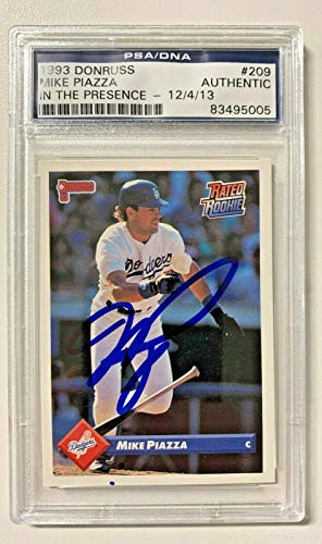 Dodgers Mike Piazza Authentic Signed Card 1993 Donruss #209 PSA Slabbed - Baseball Slabbed Autographed Cards