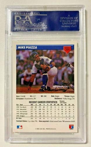 Dodgers Mike Piazza Authentic Signed Card 1993 Donruss #209 PSA Slabbed - Baseball Slabbed Autographed Cards