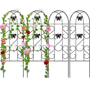 amagabeli 4 pack garden trellis for climbing plants 60″ x 18″ rustproof sturdy black iron trellis for potted plant support butterfly metal trellis for climbing roses vine flower cucumber clematis gt02
