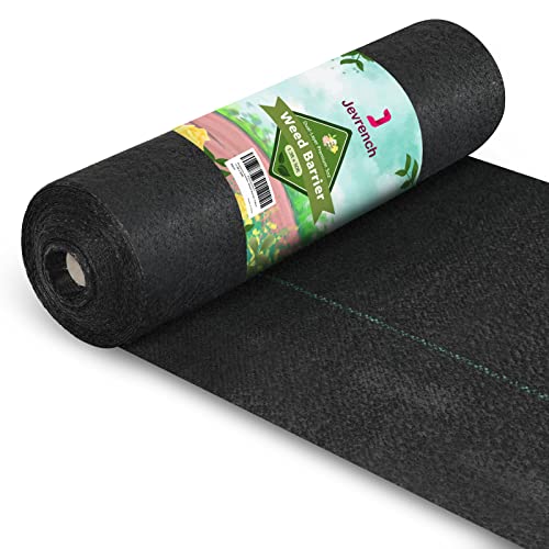 Jevrench 5oz Weed Barrier Landscape Fabric Heavy Duty, 1.3ft x 50ft Dual-Layer Premium Garden Landscaping Fabric, Ground Cover Weed Control Fabric Outdoor Weed Mat Garden Lawn Fabric