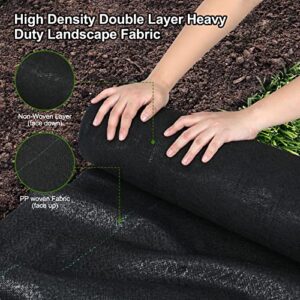 Jevrench 5oz Weed Barrier Landscape Fabric Heavy Duty, 1.3ft x 50ft Dual-Layer Premium Garden Landscaping Fabric, Ground Cover Weed Control Fabric Outdoor Weed Mat Garden Lawn Fabric