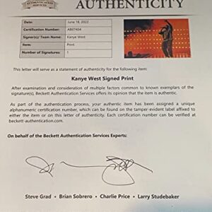 Kanye West Ye Signed Autograph 12x18 Photo Poster Graduation Rapper Beckett COA