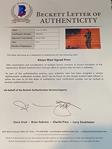 Kanye West Ye Signed Autograph 12x18 Photo Poster Graduation Rapper Beckett COA