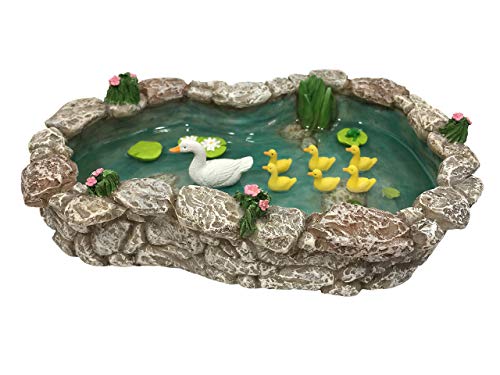 GlitZGlam Duck Pond -Mother and Ducklings! A Miniature Duck Pond for a Miniature Fairy Garden and Miniature Garden Accessories