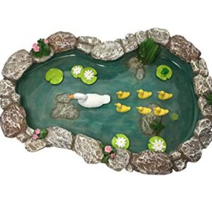 GlitZGlam Duck Pond -Mother and Ducklings! A Miniature Duck Pond for a Miniature Fairy Garden and Miniature Garden Accessories