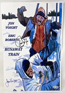 jon voight & eric roberts signed runaway train 12×18 movie poster beckett coa
