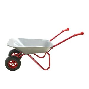 Kid Wheelbarrow Childs Wheelbarrow Metal Wheelbarrow for Kids Wheel Barrel 2 Wheel Toddler Wheel Barrow Toy Garden Tools Gift(Silver)