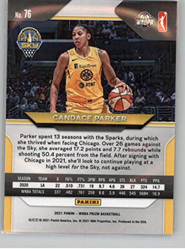 2021 Panini Prizm WNBA #76 Candace Parker Chicago Sky Official Basketball Trading Card in Raw (NM or Better) Condition