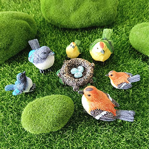 HONEYSHOW Fairy Garden Accessories,Bird Ornaments for Fairy Garden Hand Painted DIY Miniature Garden Decor for Patio, Lawn, Micro Landscape, Yard Bonsai Decals and for Home Decoration