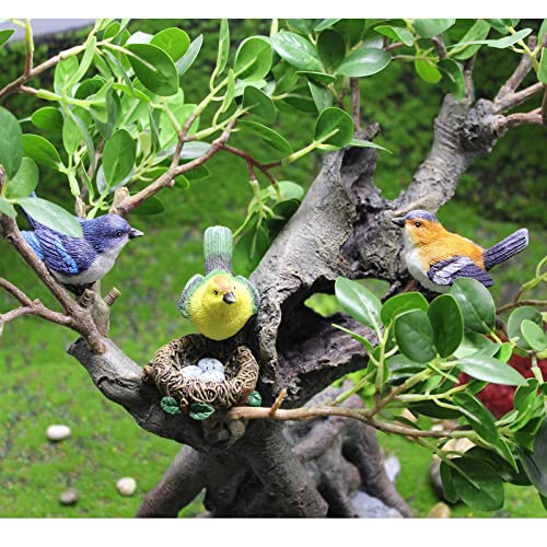 HONEYSHOW Fairy Garden Accessories,Bird Ornaments for Fairy Garden Hand Painted DIY Miniature Garden Decor for Patio, Lawn, Micro Landscape, Yard Bonsai Decals and for Home Decoration