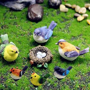 HONEYSHOW Fairy Garden Accessories,Bird Ornaments for Fairy Garden Hand Painted DIY Miniature Garden Decor for Patio, Lawn, Micro Landscape, Yard Bonsai Decals and for Home Decoration