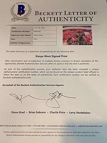 Kanye West Ye Signed Autograph 12x18 Photo Poster Graduation Rapper Beckett COA