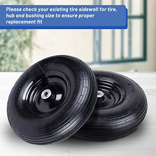 Eazy2hD 13 Inch Wheelbarrow Tire 2 Pack Wheel Replacement Air Filled Fits Tires Size of 4.00"x 6" (3.50/2.50-8") 5/8" Bearings for Wheel Barrel Yard Cart Garden