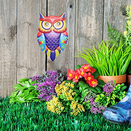 Cruis Cuka Metal Owl Wall Decor for Outside Garden Decoration Yard Art Outdoor Patio Fence Lawn Ornament 13.8 x 8.3 x 0.4 Inch