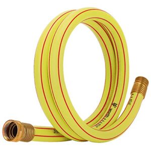 solution4patio homes garden 3/4 in. x 5 ft. short hose yellow lead-in hose male/female high water pressure solid brass fittings for water softener, dehumidifier, vehicle water filter 5 years warranty