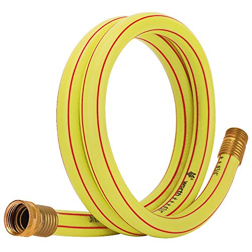 Solution4Patio Homes Garden 3/4 in. x 5 ft. Short Hose Yellow Lead-in Hose Male/Female High Water Pressure Solid Brass Fittings for Water Softener, Dehumidifier, Vehicle Water Filter 5 Years Warranty