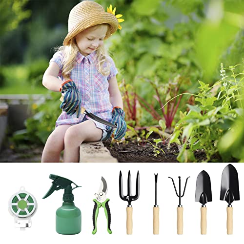 17 Pieces Garden Tools Set, Heavy Duty Gardening Hand Tool Kits with Sturdy Fabric Storage Bag, Gardening Set Planting Weeding Trimming Loosening Transplanting, Gardening Gifts for Women