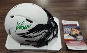 kenneth gainwell philadelphia eagles football autographed lunar eclipse mini-helmet – jsa authenticated