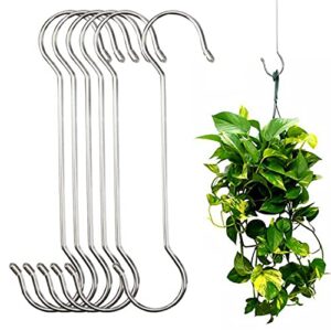 6 pack 16 inch extra large s hooks heavy duty plant hanging hooks long s shaped extension hooks for kitchenware,utensils,pergola,closet,flower basket,garden,patio,indoor outdoor uses