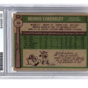 Dennis Eckersley Signed 1976 Topps #98 Autographed Cleveland PSA/DNA *9100