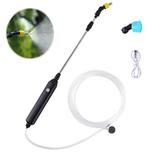 doubfivsy electric plant sprayer, watering spray wand rechargeable portable garden sprayer with 2 nozzles and 3m hose multi-purpose plant mister sprayer for yard lawn weeds plants