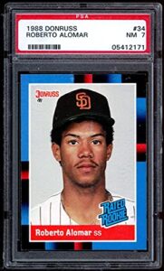 roberto alomar rookie card 1988 donruss #34 psa 7