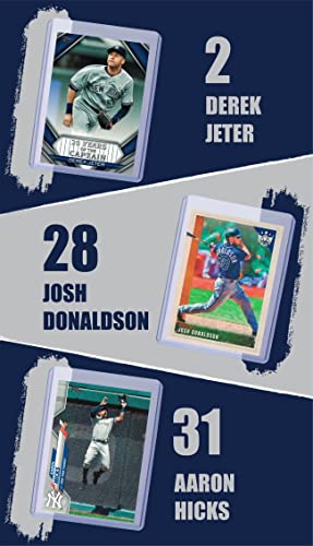 New York Yankees Baseball Cards: Aaron Judge, D.j. Lemahieu, Gleyber Torres, Anthony Rizzo, Derek Jeter, Josh Donaldson, Aaron Hicks ASSORTED Trading Card and Wristbands Bundle