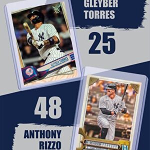 New York Yankees Baseball Cards: Aaron Judge, D.j. Lemahieu, Gleyber Torres, Anthony Rizzo, Derek Jeter, Josh Donaldson, Aaron Hicks ASSORTED Trading Card and Wristbands Bundle