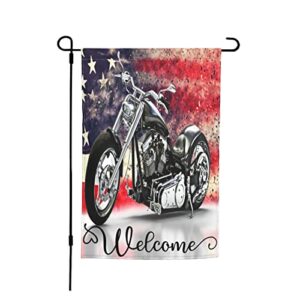 garden flags watercolor motorcycle with american flag design premium yard flag holiday party flag outdoor farmhouse decor home porch flags 12 x 18 inch