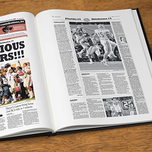 Signature gifts Last Minute Gift - College Football Newspaper History Book, A3 Large Deluxe Hardcover - College Football Fan, Alumni, Students Keepsake Gift (Gators Black)