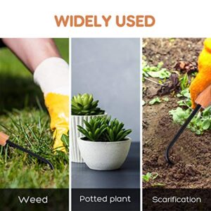 YARNOW Handle Weeder Garden Weeding Tool for Home Outdoor Garden Digging Cultivator Weed Remover Tool Gardening Gift Single-Claw Hook (Black)