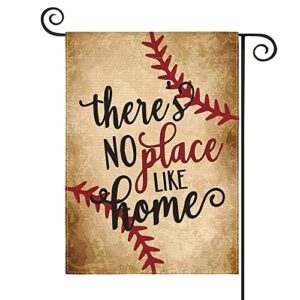 AVOIN Baseball Garden Flag Vertical Double Sided There's No Place Like Home, Bat Ball Sport Softball Flag Yard Outdoor Decoration 12 x 18 Inch